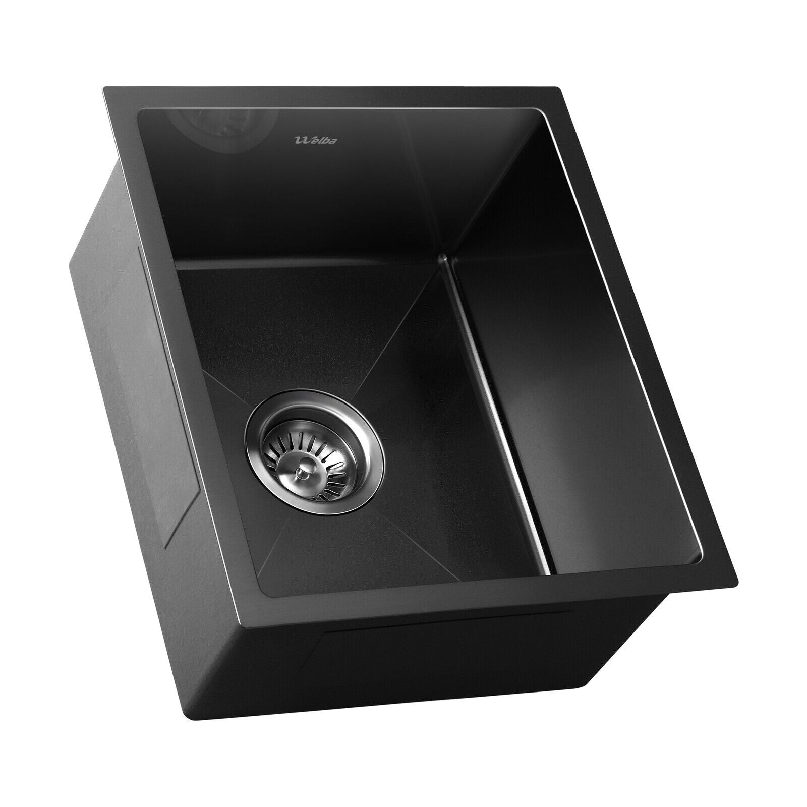 Welba Kitchen Sink 44X38CM Stainless Steel Single Bowl Basin With Waste Black