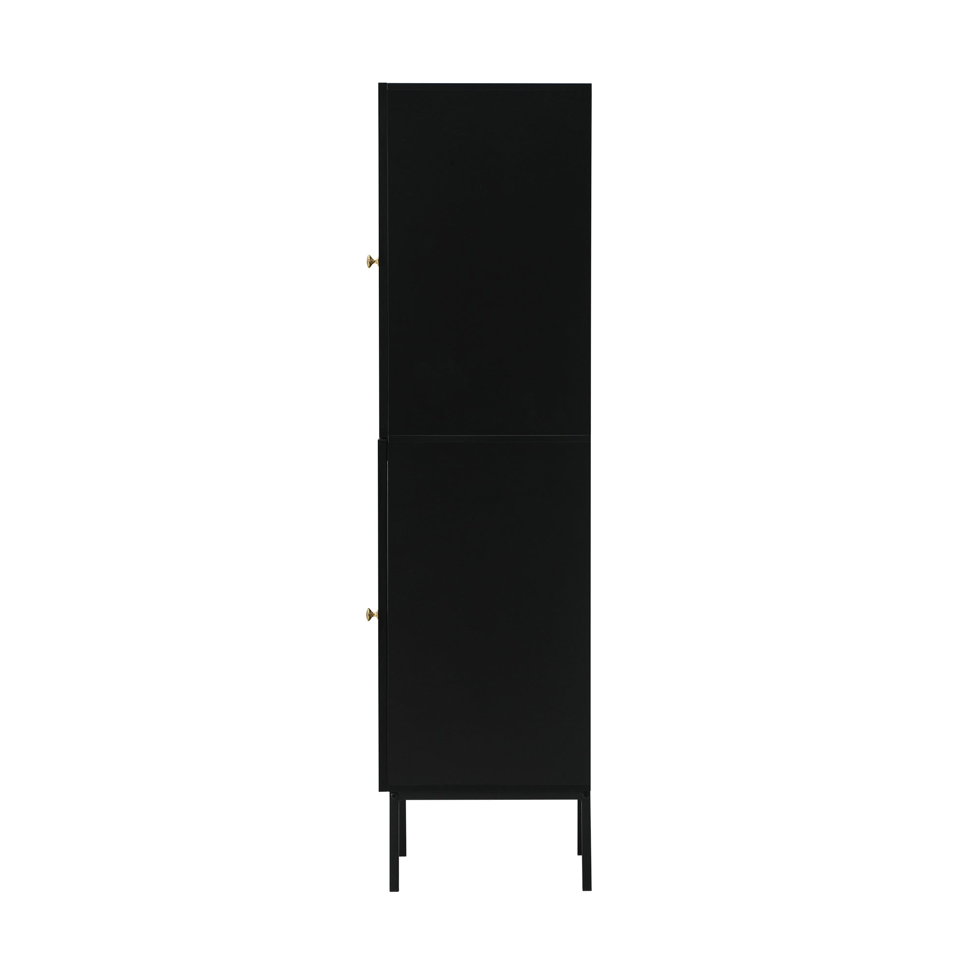 Oikiture Bathroom Cabinet Storage Tall Slim Cupboard Tempered Glass Door Black