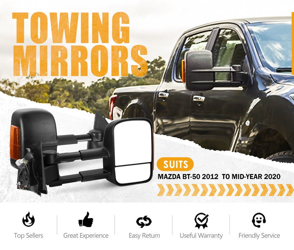 Towing Mirrors Gen1 Extendable Mazda BT-50 2012 to Mid-Year 2020