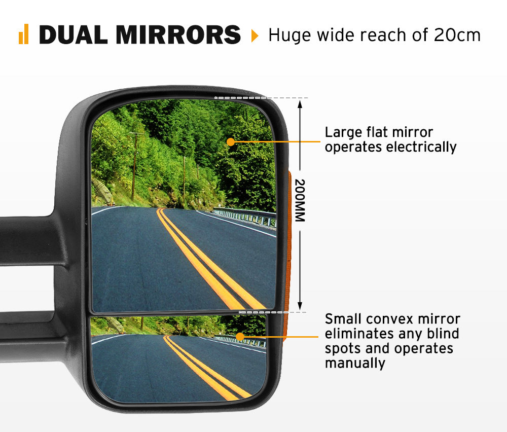 Pair Extendable Towing Side Mirrors Gen1 for Nissan Pathfinder MY 2003-2013