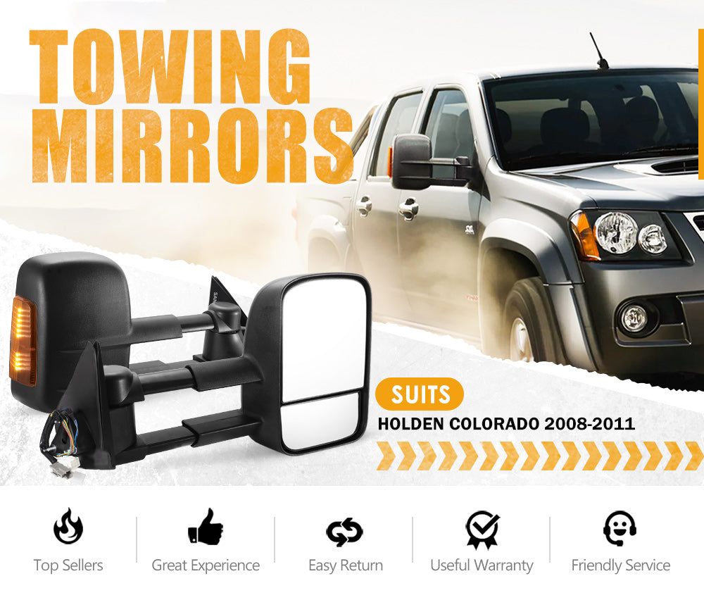 Pair Extendable Towing Side Mirrors Gen1 for Holden Colorado 2008-2011