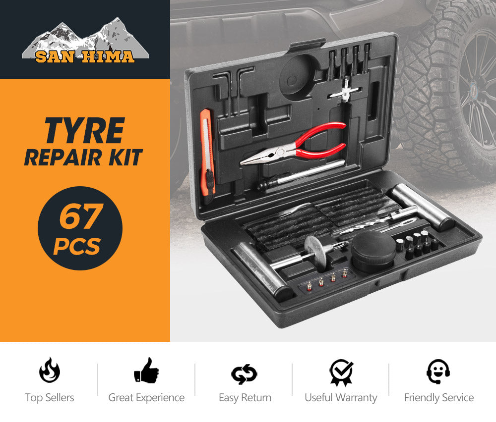 67PCS Tyre Puncture Repair Recovery Kit Heavy Duty 4WD Offroad Plugs Tubeless