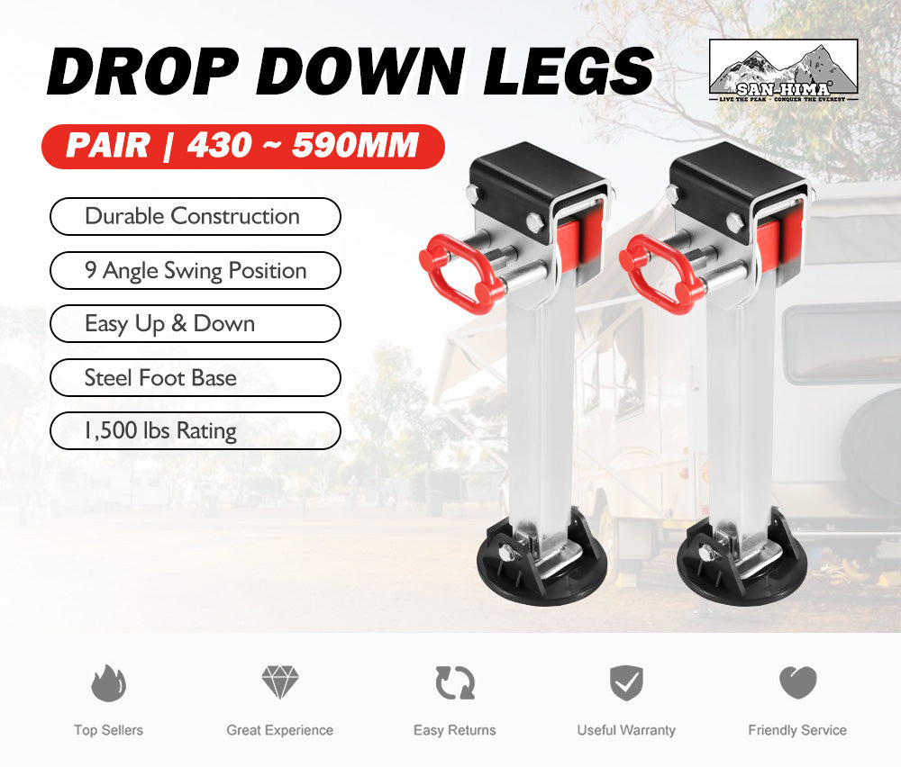 2x 430mm Drop Down Corner Steadies Stabilizer Legs Caravan Camper Trailer 1500LBS