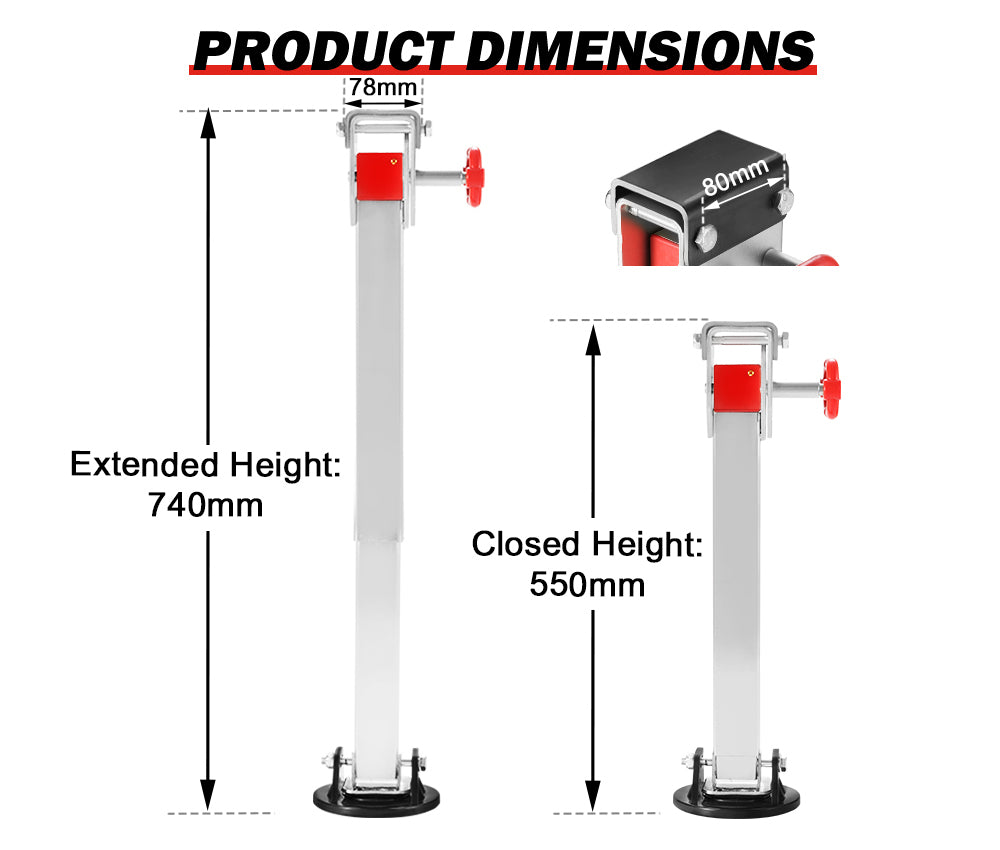 4x 550mm Drop Down Corner Steadies Stabilizer Legs Caravan Camper Trailer