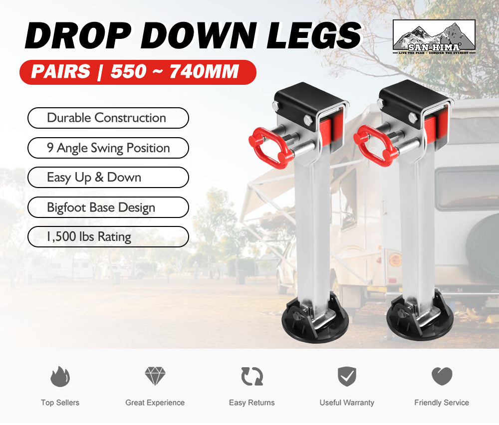 2x 550mm Drop Down Corner Steadies Stabilizer Legs Caravan Camper Trailer