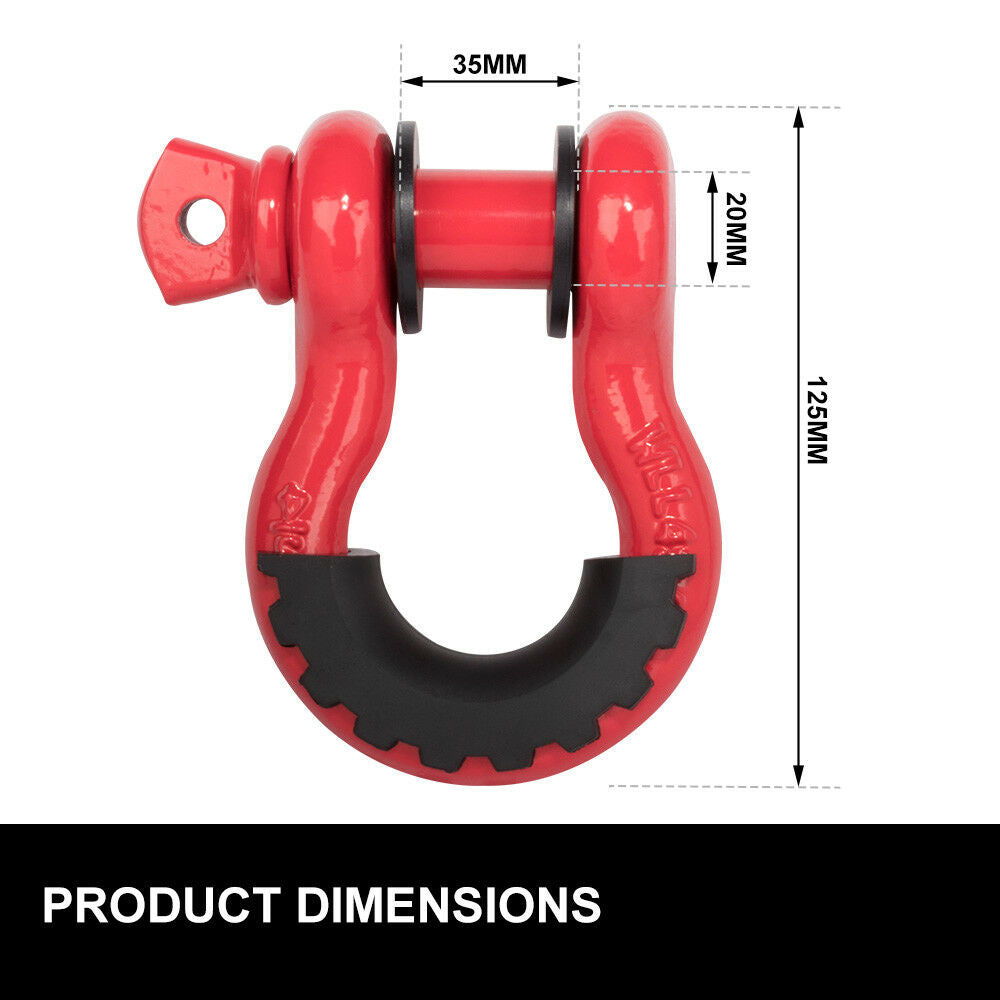 4.75T Bow Shackle WLL 4.75Ton Rated 20mm 4WD Recovery Tow Car Trailer 2PCS