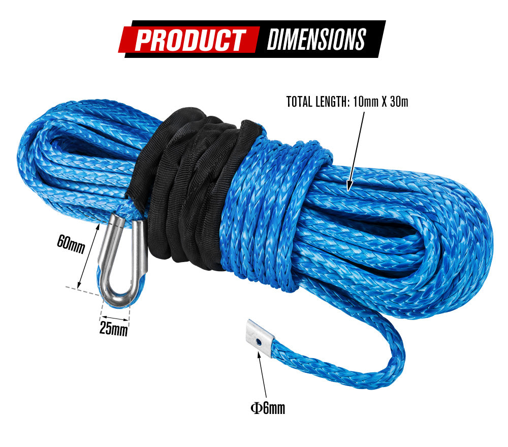 Winch Rope 10MM x 30M Dyneema SK75 Synthetic Rope