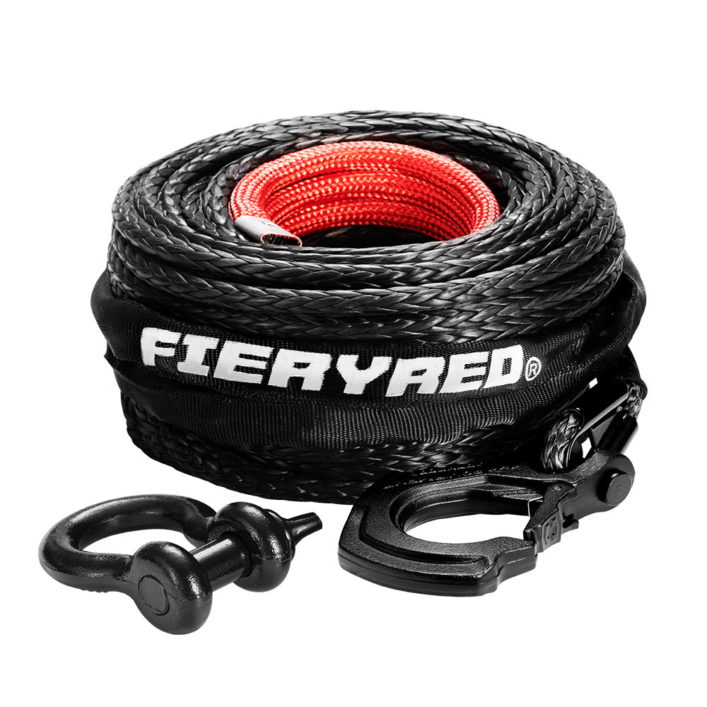 Winch Rope 10MM x 30M Dyneema SK75 Hook Synthetic Car Tow Recovery Cable Black