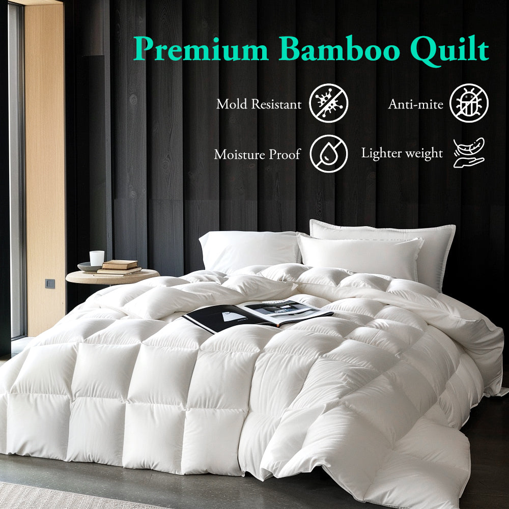 ZUNI Natural Bamboo Quilt 500GSM Duvet Doona Winter Summer Quilt King Single