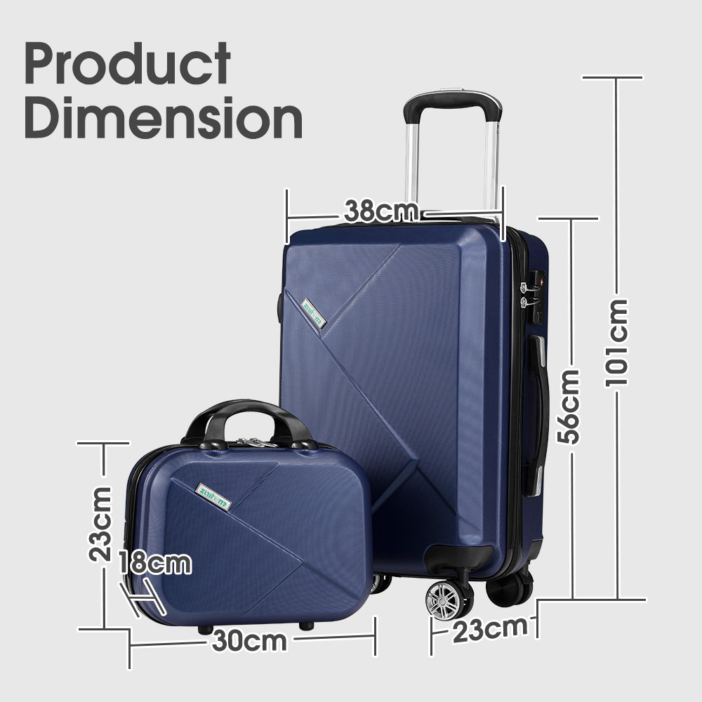 ZUNI 2PCS Luggage Suitcase Trolley Set Travel TSA Lock Storage Hard Case Navy